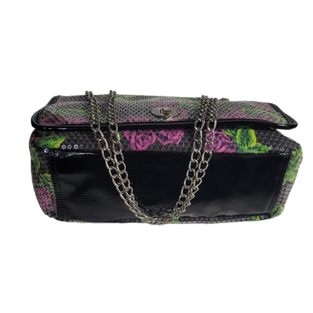 BETSEY Johnson Purple Rose Sequence Embellished Handbag - Picture 11 of 14